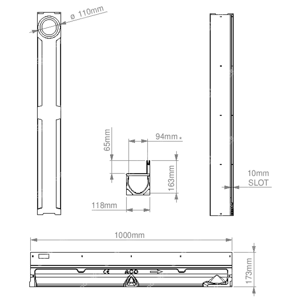 ACO RainDrain® Galvanised BrickSlot (B125) Medium-duty Channel